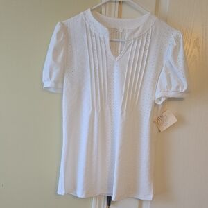 Cato White Eyelet Blouse